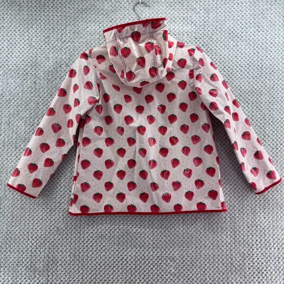 Tahari Rain Jacket Girls 6 Pink Strawberries Full Zip Hoodie Pockets - Picture 5 of 10